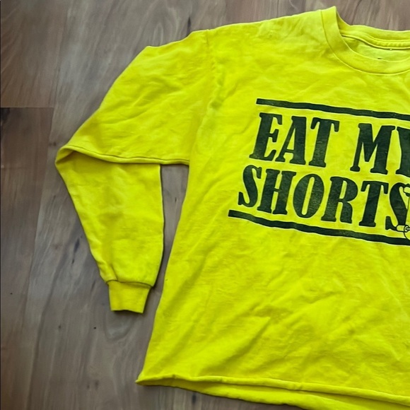 Yellow Long Sleeve cropped Tee with Graphic Print - Picture 4 of 6